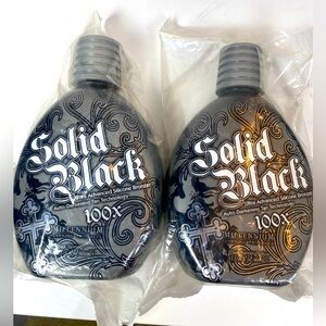 Millennium Tanning SOLID BLACK 100X Bronzer Dark Tan Bed Lotion 2 BOTTLES  NEW